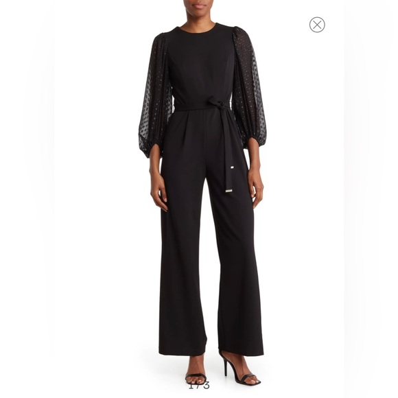 Tommy Hilfiger Pants - NEW Tommy Hilfiger Glitter Swiss Dot Sleeve Scuba Crepe Jumpsuit size 8